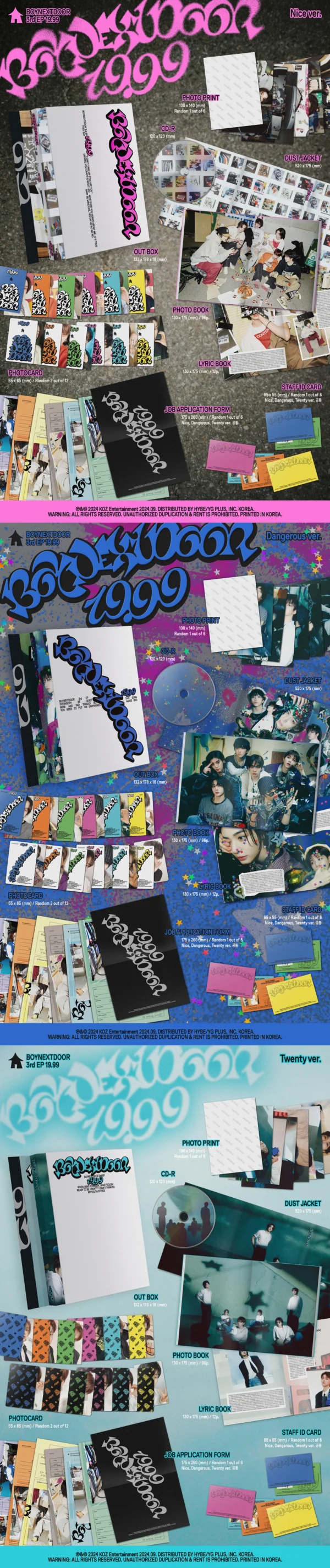 BOYNEXTDOOR - [19.99] 3rd EP Album 3 Version SET - Imagen 2